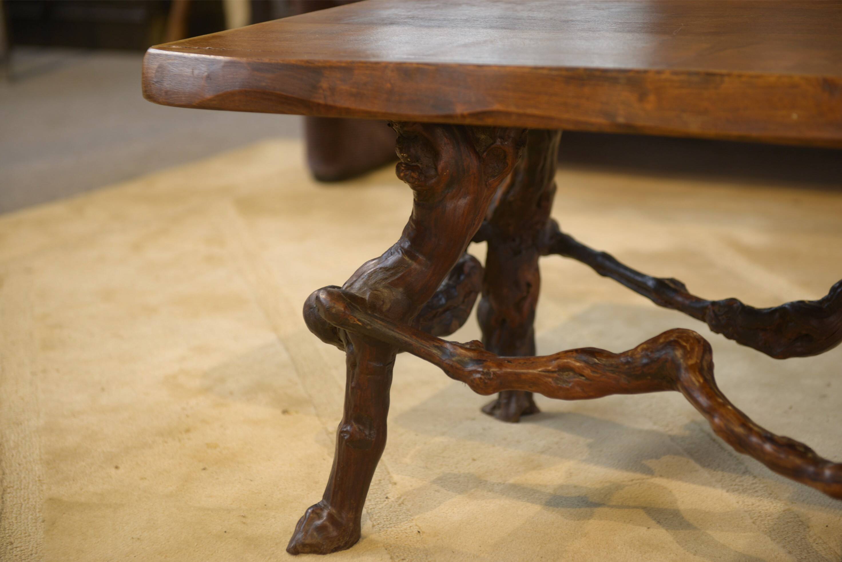Brutalist side table/coffee table in elm from the 1950s.