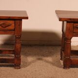 pair of Spanish walnut bedside tables