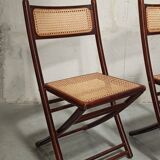 Folding chairs in wood and cane, 80's