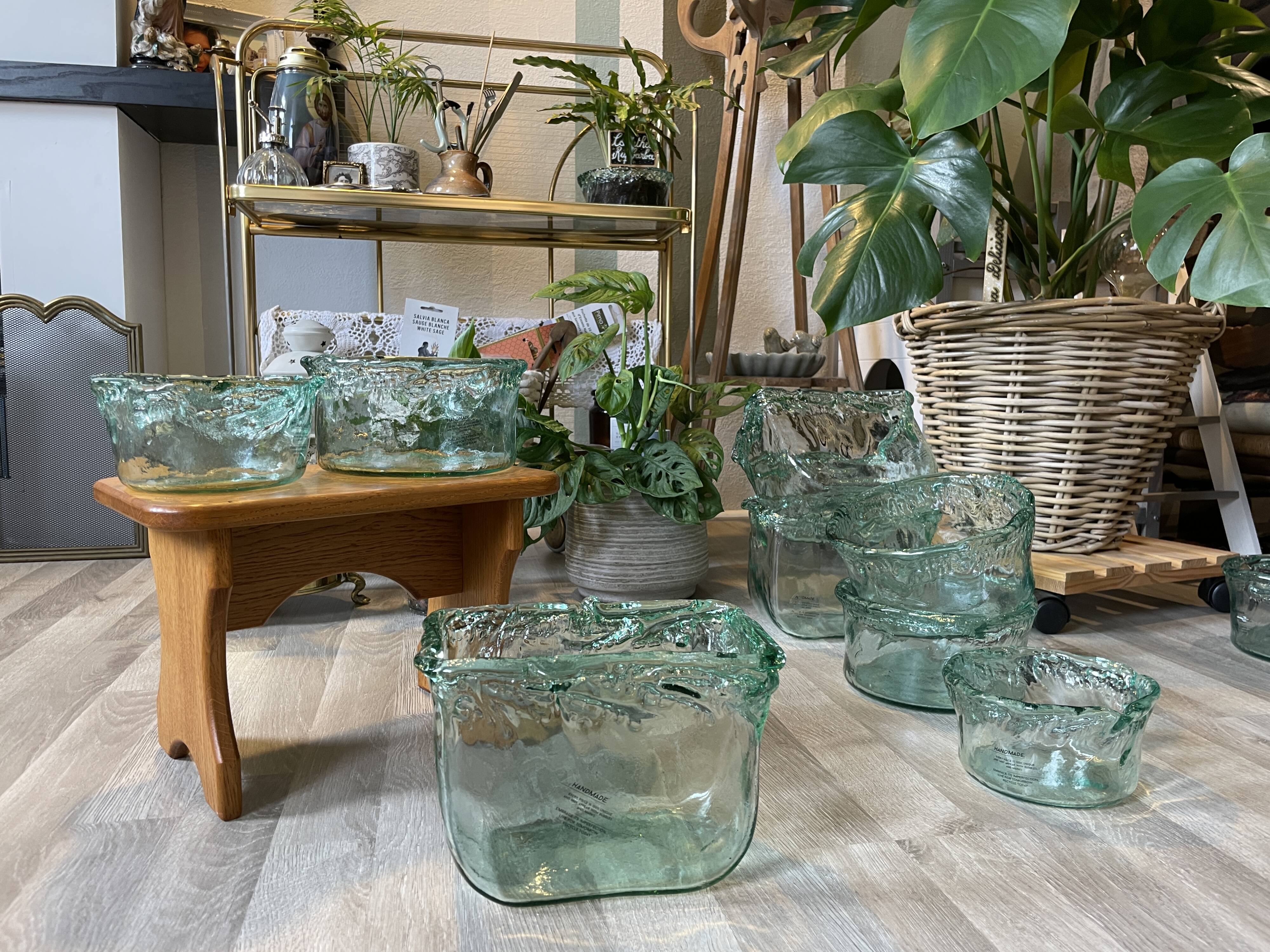 Small, free-form, organic glass jar