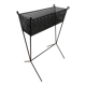1950s black perforated metal planter in the style of Mathieu MATEGOT