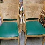 Set of 16 vintage Fameg wooden bistro armchairs