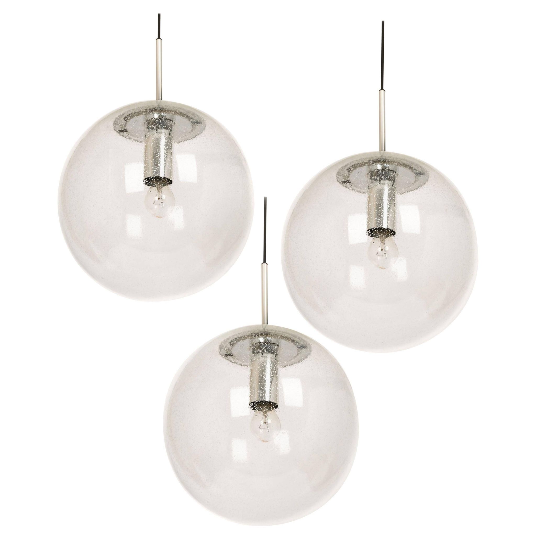 Limburg chrome pendant with clear glass ball, Germany, 1970s