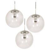 Limburg chrome pendant with clear glass ball, Germany, 1970s