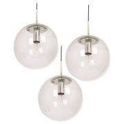 Limburg chrome pendant with clear glass ball, Germany, 1970s