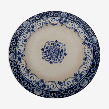 Assiette ancienne 1900 céramique blanche et bleue Jules Vieillard Bordeaux