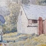 WATERCOLOR 1907 by Albert GYSEL Farm at LA MOTTE AU BOIS towards the North BOURRE