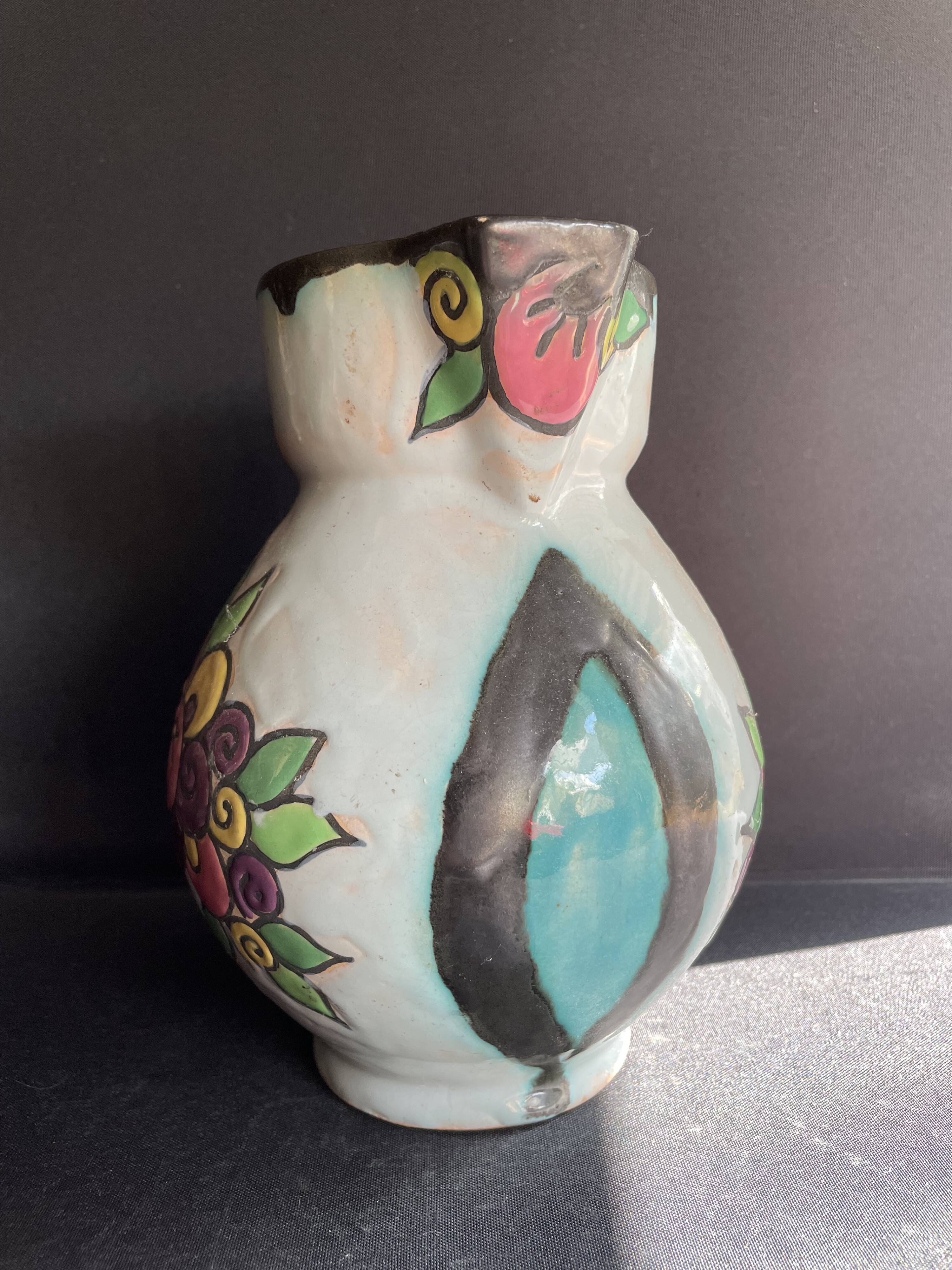 Enamelled jug – Desvres earthenware – Henri Delcourt (1872-1963)