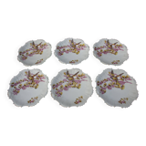 6 Assiettes à dessert en porcelaine de Limoges 1900 - Décor oiseau