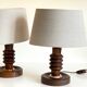 Pair of vintage wooden lamps