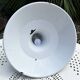 Industrial enameled pendant light, gray blue, vintage.