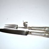 Rococo service cutlery in SILVER Minerve Armand Frenais 1900 Serving knife and fork