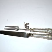 Rococo service cutlery in SILVER Minerve Armand Frenais 1900 Serving knife and fork