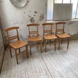 4 golden oak chairs