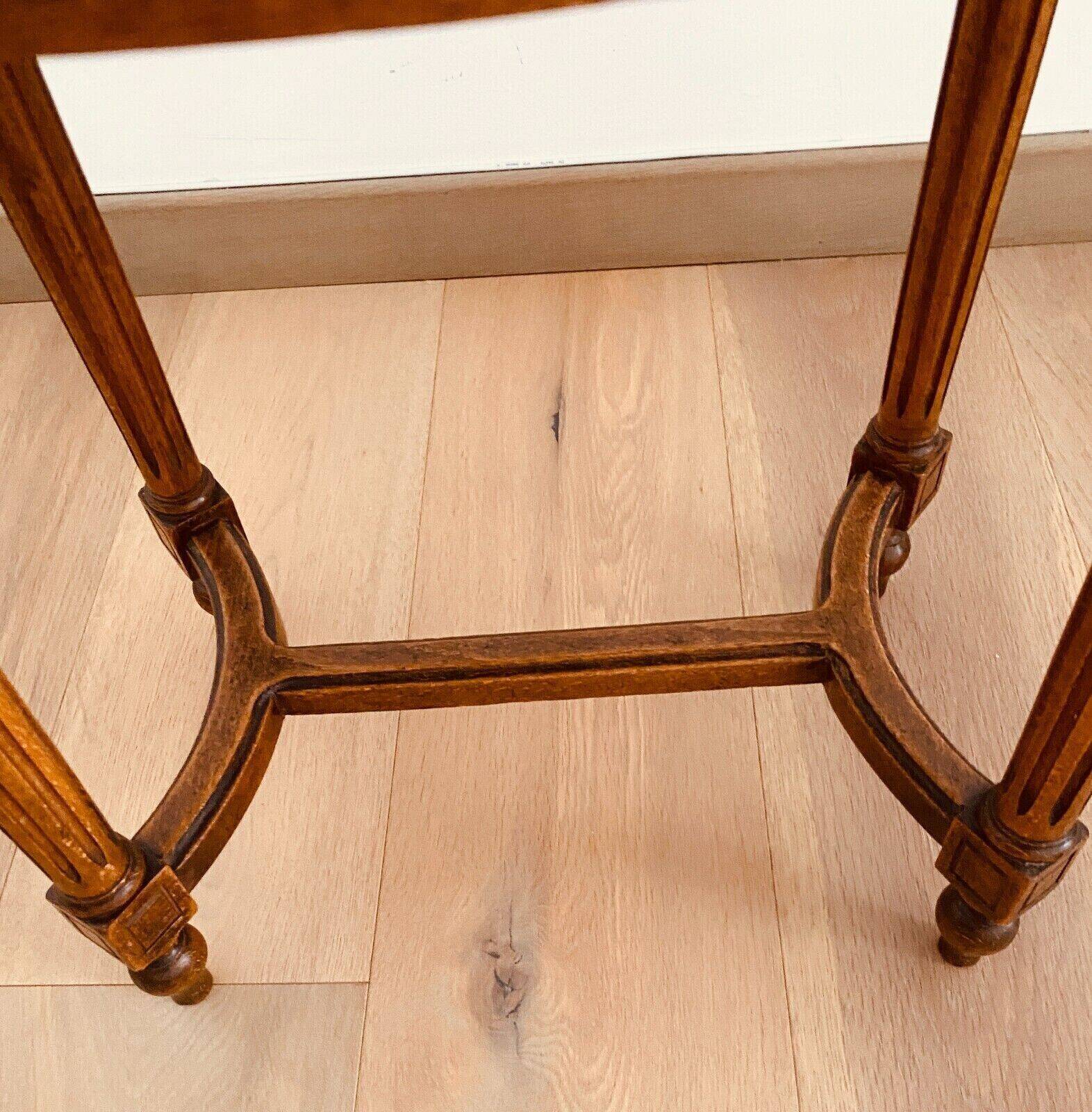 Louis XVI style stool in stained beech with velvet seat. 20th century.