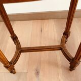 Louis XVI style stool in stained beech with velvet seat. 20th century.