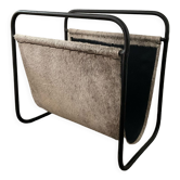 Vintage magazine holder in metal and leather