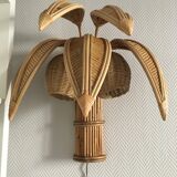 pair of rattan palm sconces