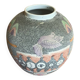 Antique Polychrome Ceramic Ball Vase Made in France Vintage