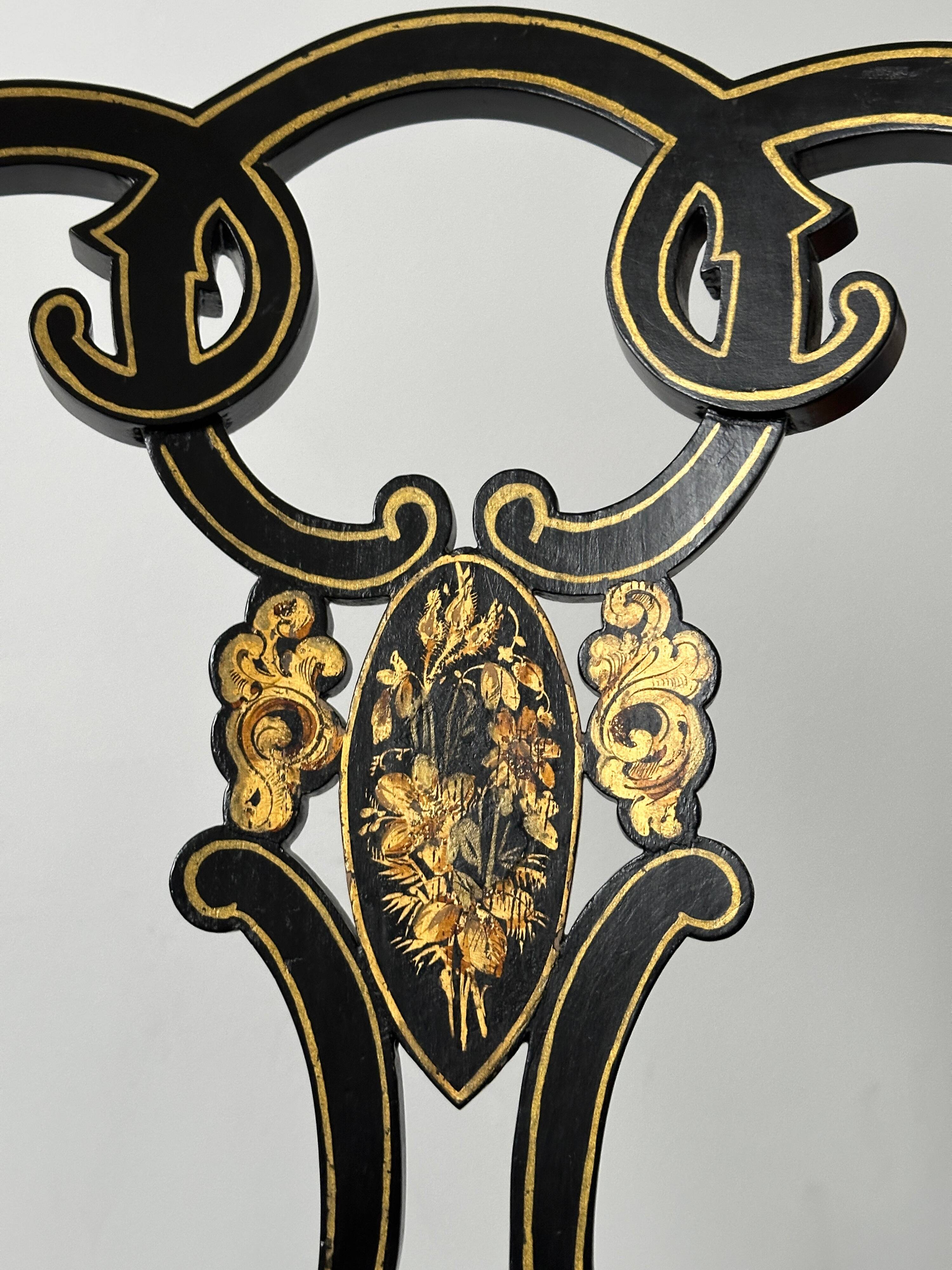 Napoleon III chair in burgundy black lacquered wood 19th century