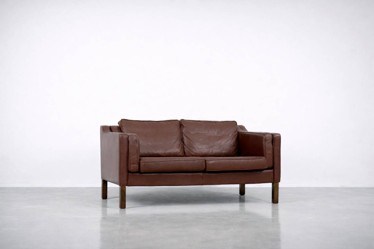 Vintage Mid-Century Scandinavian Modern Brown Leather Sofa, 1970s