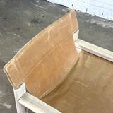 Fauteuil en cuir sellier couleur cognac