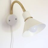 Pair of Scandinavian wall lights, white and gold metal