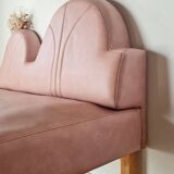 Pink faux leather bistro bench for 3 people