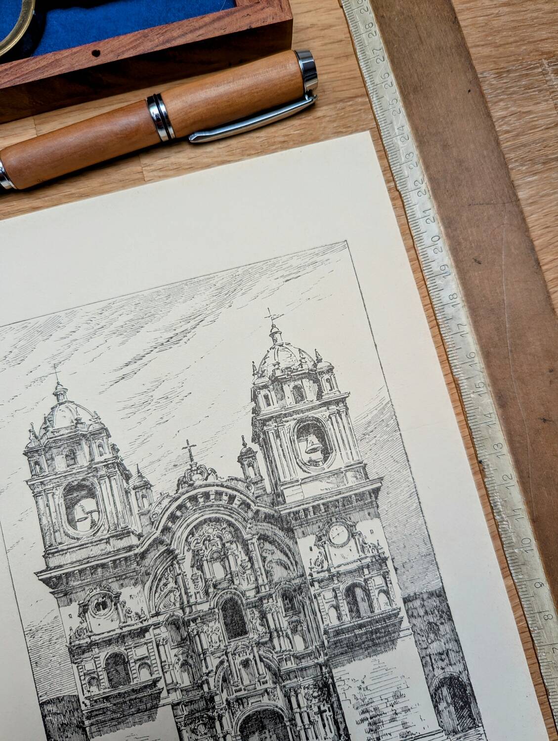 Imprimée en 1894, la cathédrale de Cuzco, Pérou.