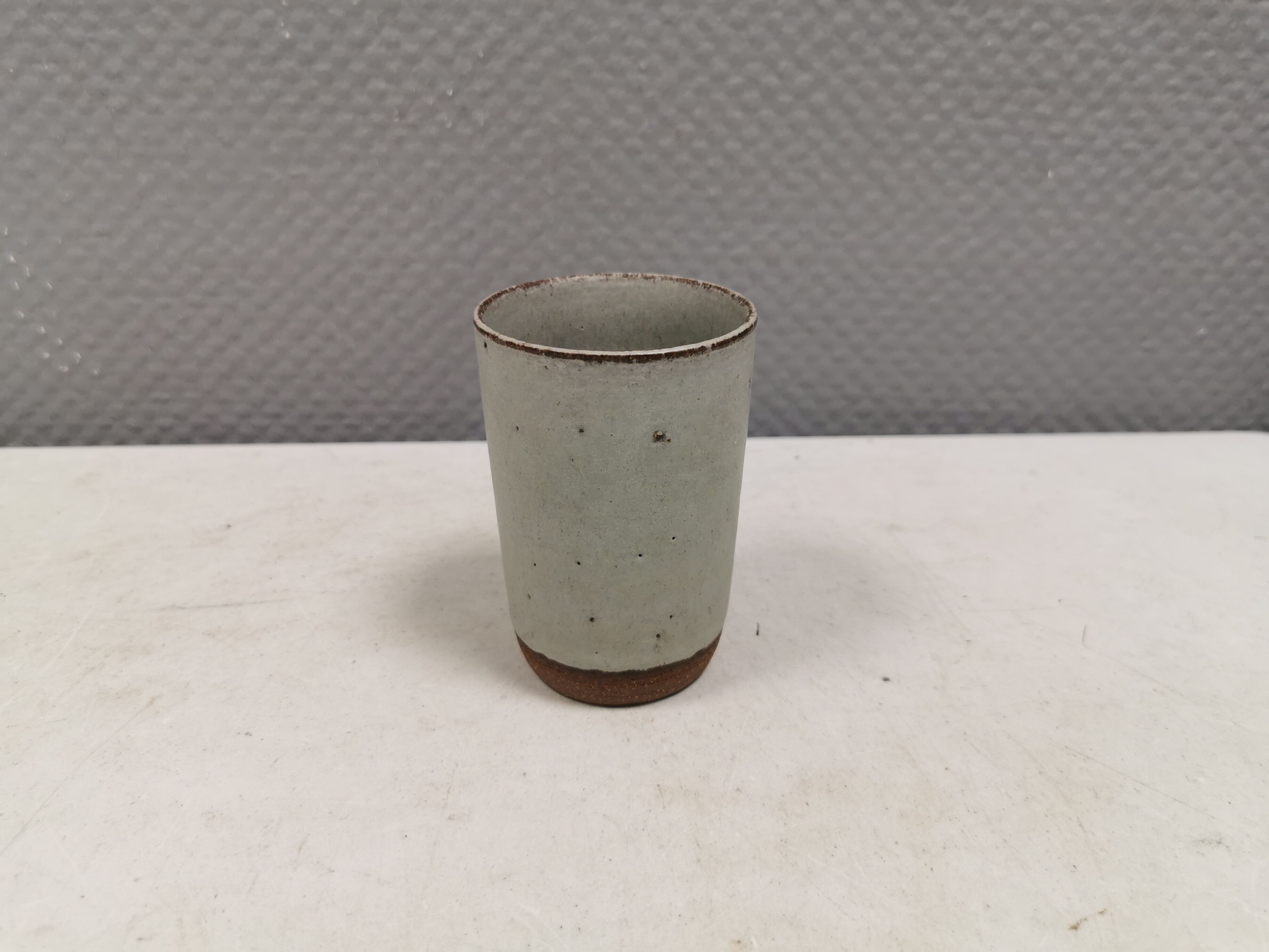 Danish Palshus small ceramic vase, Beige Gray Glaze, 1960s