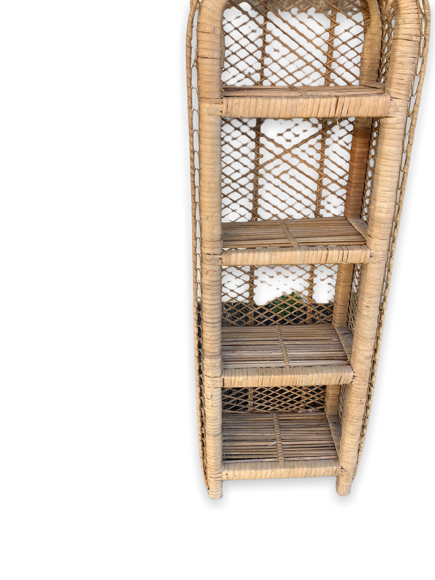 Pair of braided wicker shelves