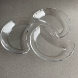 Set of 3 Saint Louis crystal half-moon plates