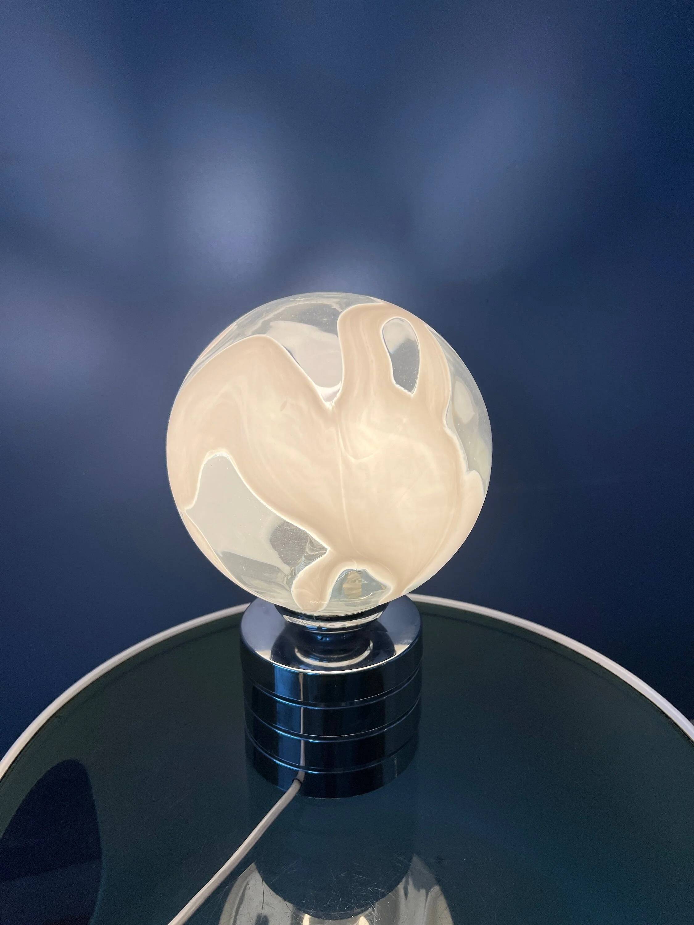 Mid-Century chrome desk lamp with glass shade