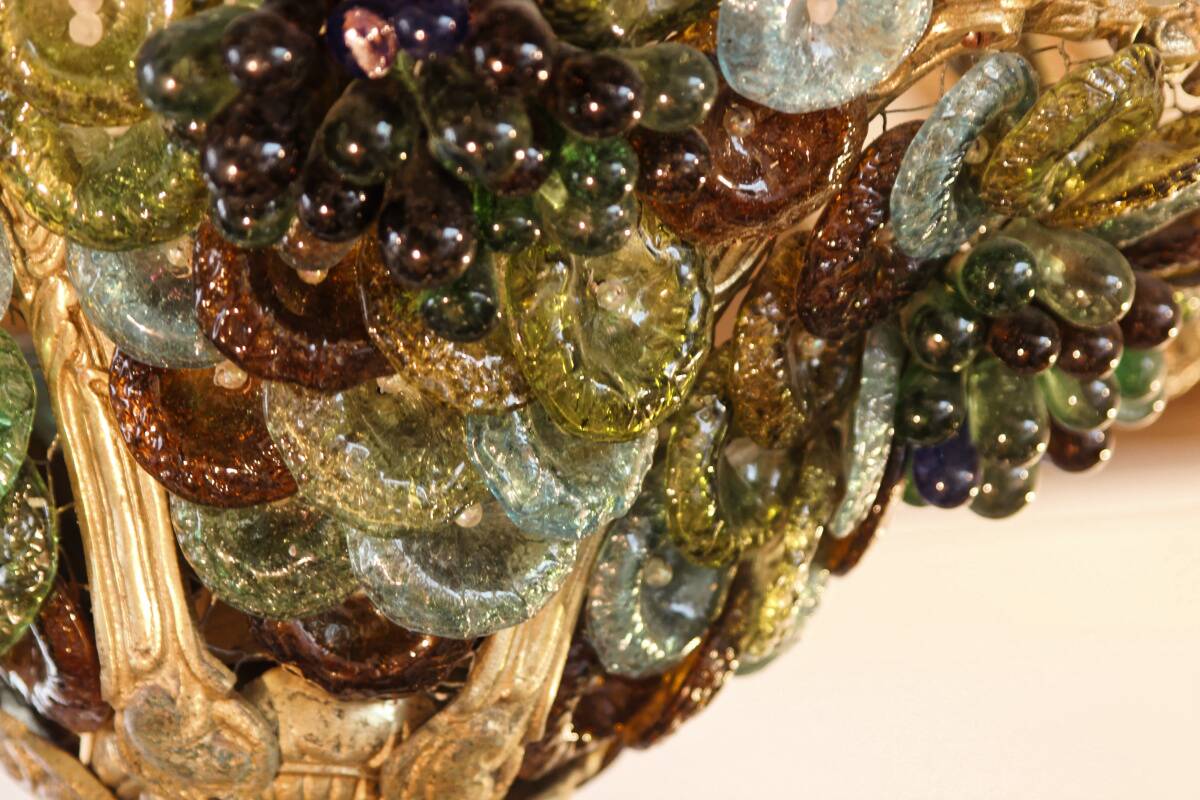 Murano chandelier in bronze, fruit clusters, glass paste