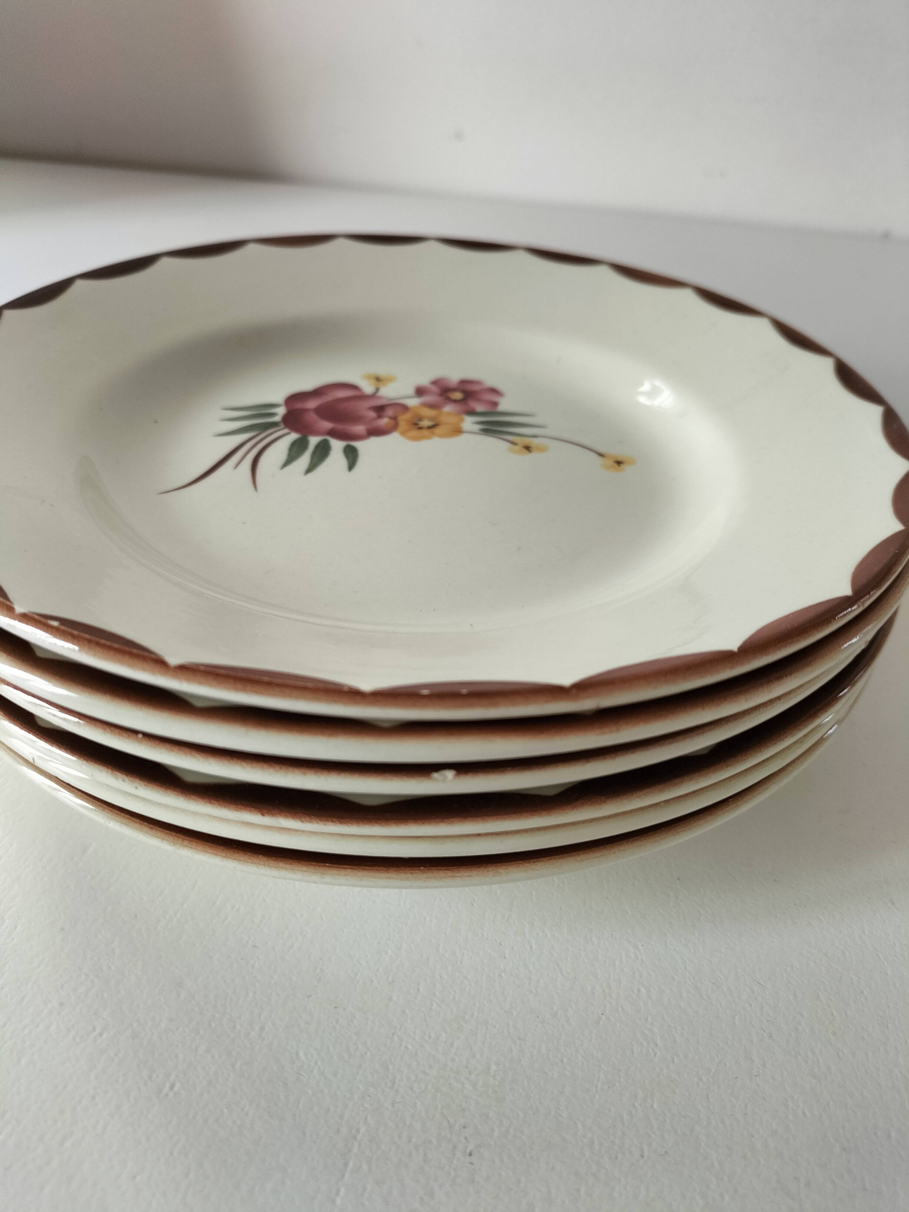 6 dessert plates HBCM Montereau model Huguette