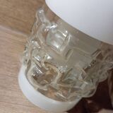 Lampe baladeuse style art deco tube verre texturé, cordon lin