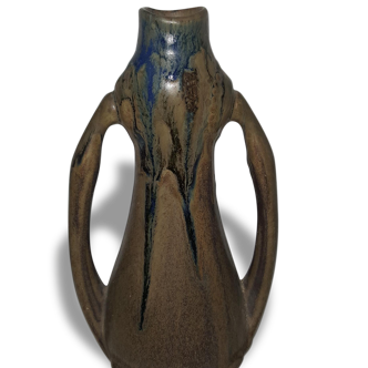 Vase soliflore en grès flammé années 30 Denbac