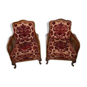 Fauteuils anglais double cannage