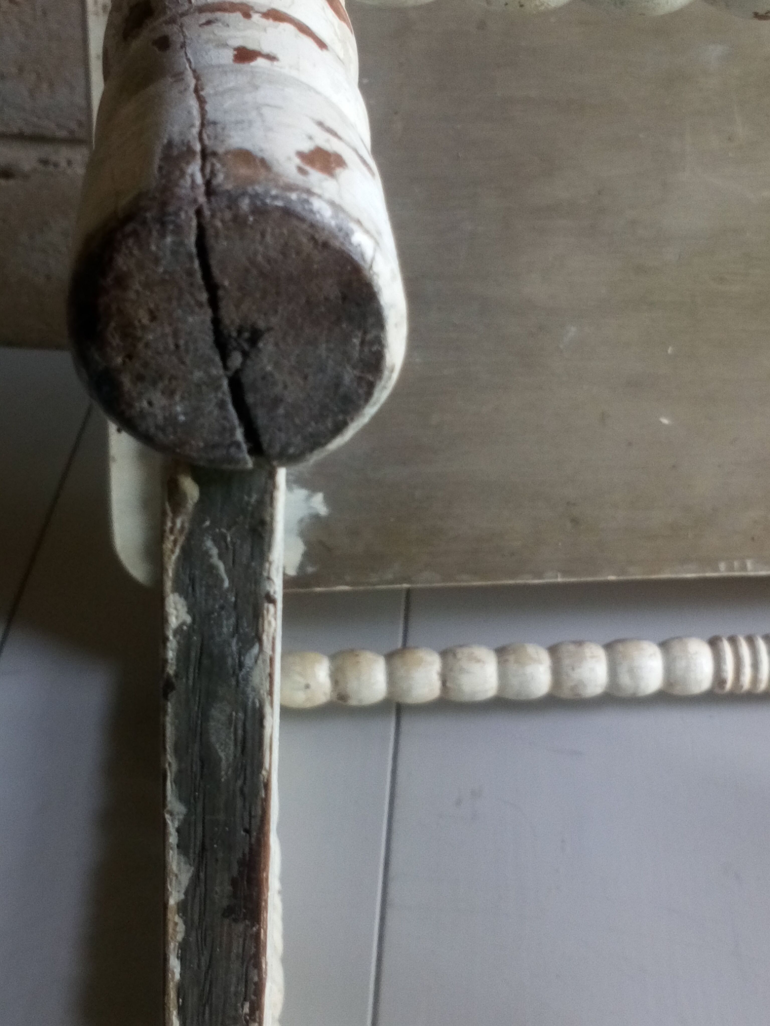 Old wooden sofa-bedside tip turned