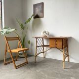 Louis Sognot rattan desk and its chair