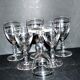 Set of 6 vintage stemmed glasses in glass cut with drops 11.5cm