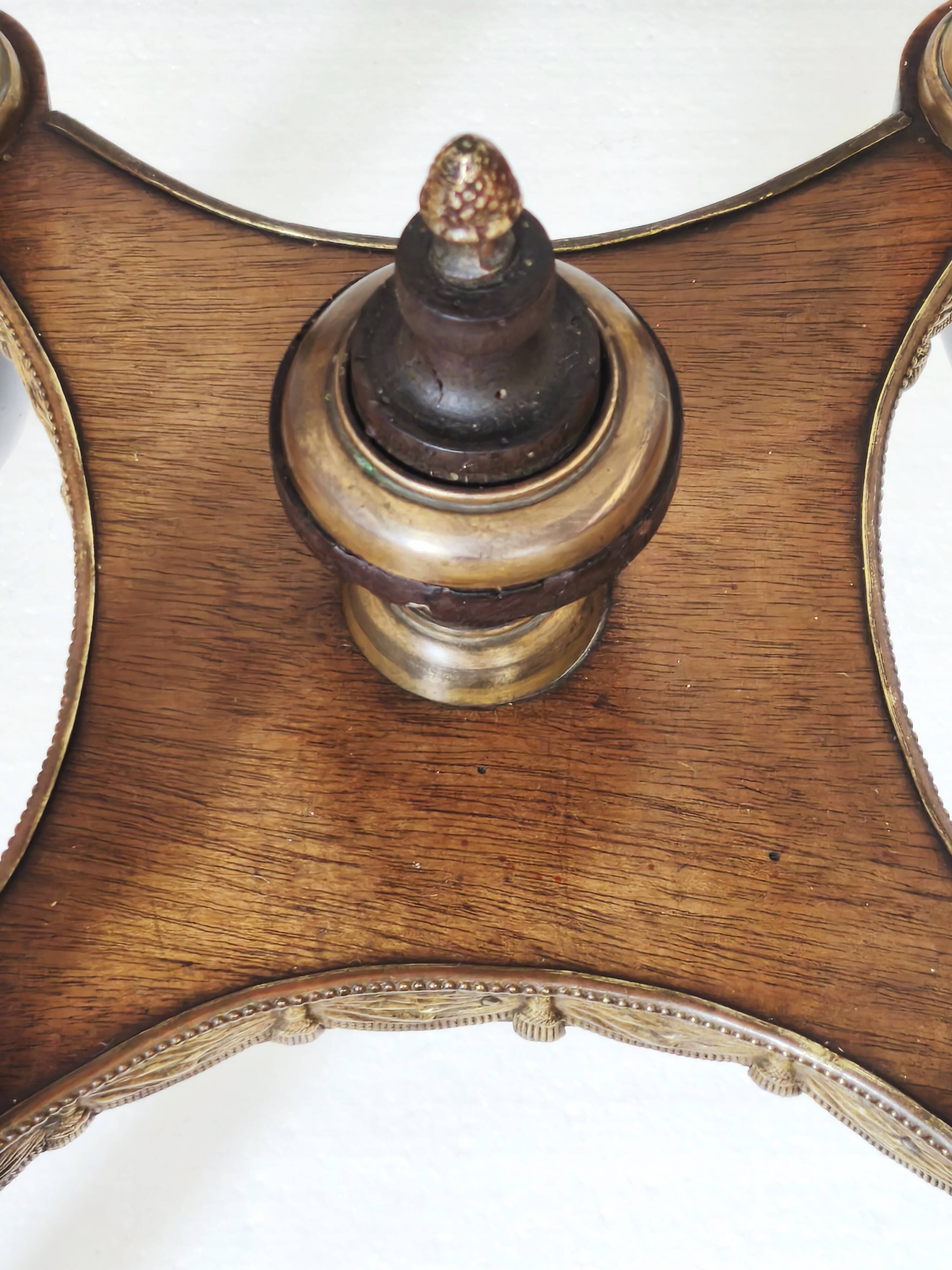 Napoleon III style side table in solid walnut, onyx top and details.