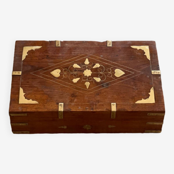 Wood and brass jewelry box