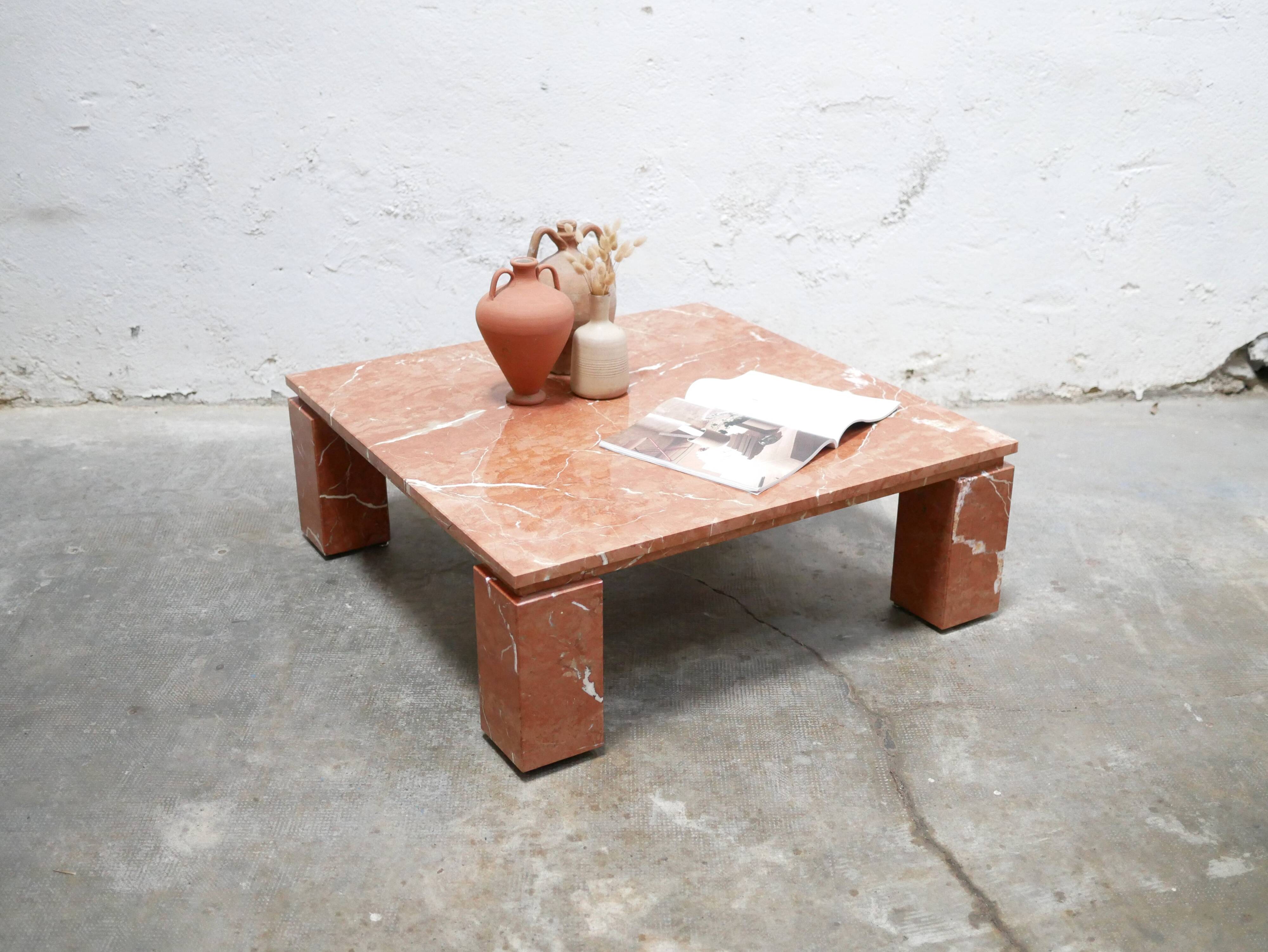 Vintage terracotta marble coffee table
