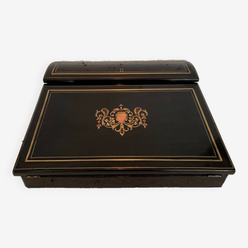 Ecritoire Napoléon III en bois noir et marqueterie de laiton XIX siècle
