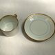 Teacup with its white Limoges saucer and fine-sized porcelain gold:H-6.5 D -17