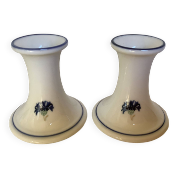 Pair of candlesticks with cornflower flowers