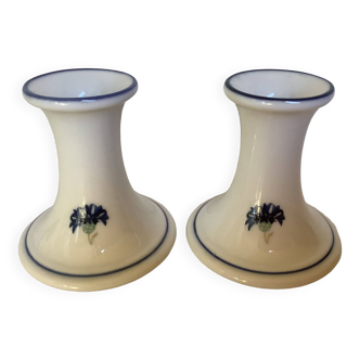 Pair of cornflower flower candlesticks