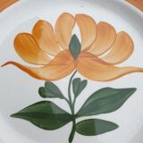 Set 6 plates Gien orange flower 1970 hand-painted decoration