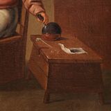 Peinture d'intérieur flamande antique du 17ème siècle